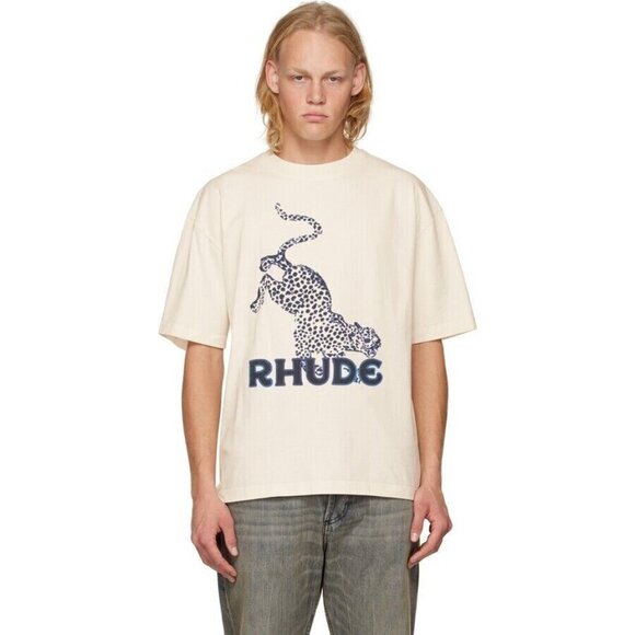 Rhude Leopard T-Shirt XS Mens Vintage White Cotton Tee NWT - Picture 1 of 16